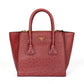 Prada twin pocket tote bag in red ostrich leather, front view