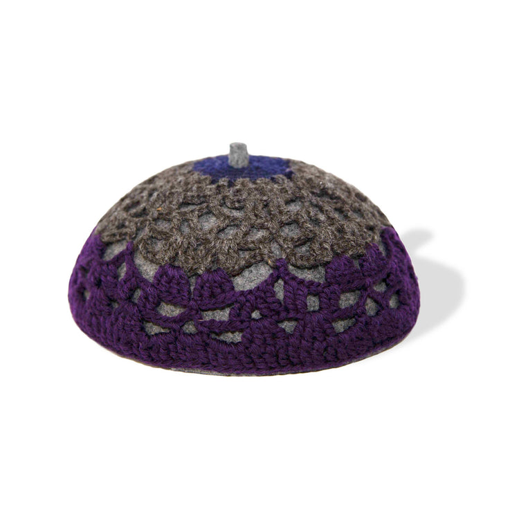 Prada wool crochet beret hat in beige with textured knit design, stylish accessory for cold weather.