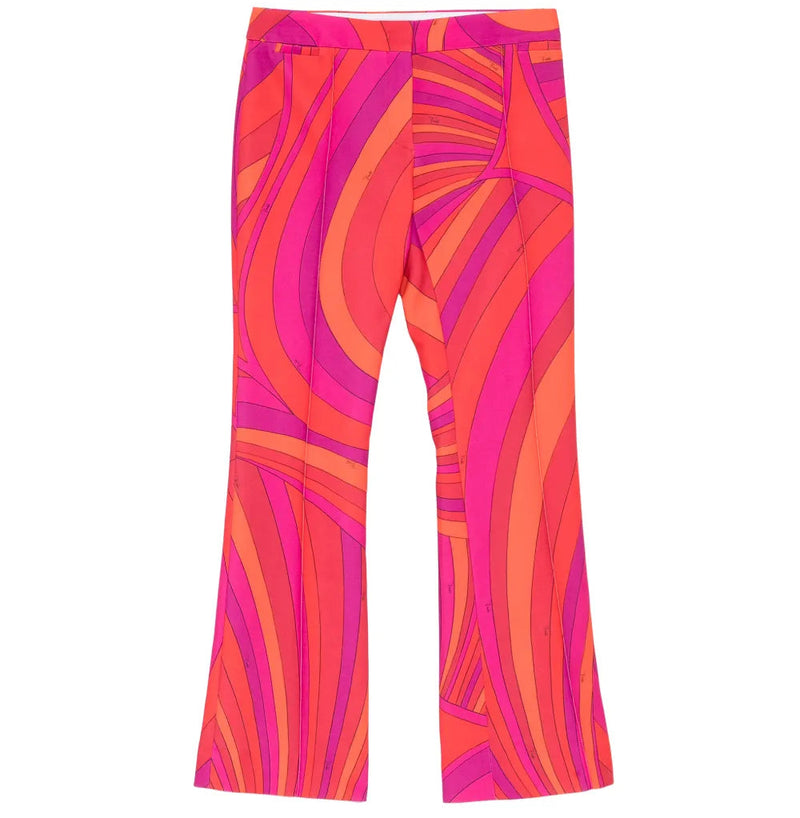 Emilio Pucci printed Cady straight-leg trousers featuring bold patterns and a tailored fit, showcased on a model.