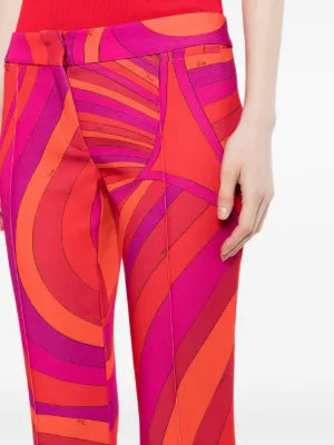 Pre-owned PUCCI printed cady straight-leg trousers featuring a vibrant, colorful pattern and tailored fit.