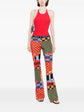 Pre-owned PUCCI pleated printed jersey flared trousers with a stylish, flowing design and vibrant pattern.