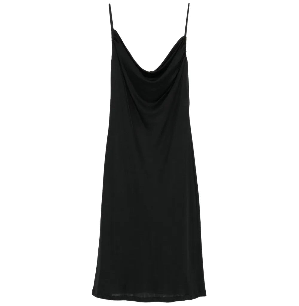 Black Emilio Pucci slip dress featuring sleek fabric and elegant design, perfect for sophisticated evening wear.
