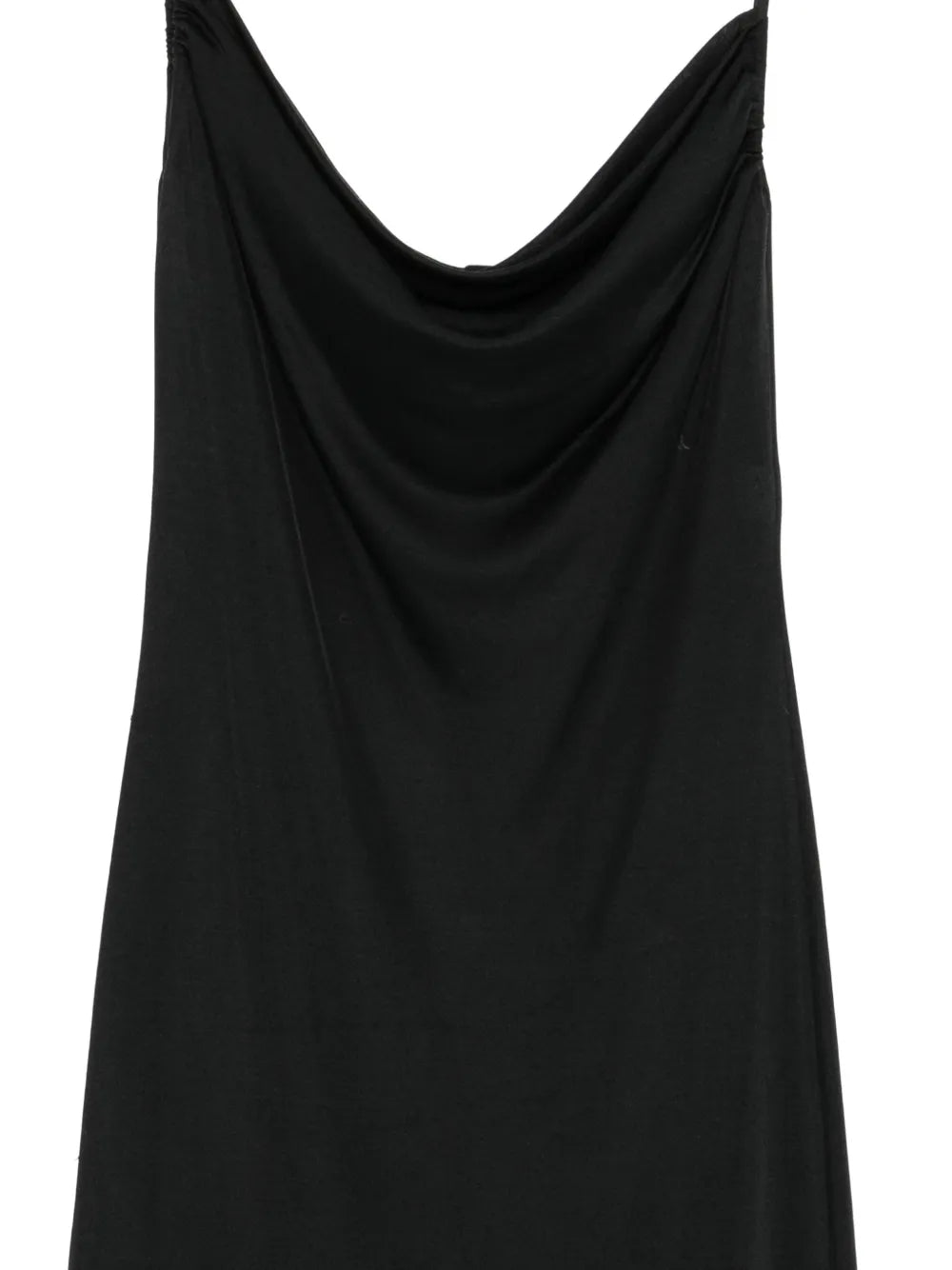 Close-up of a black Emilio Pucci slip dress showcasing smooth fabric and elegant design details.