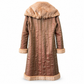 Fendi sheared mink fur reversible coat with rose bronze satin exterior, shown from the back.