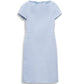 Baby blue Prada dress for girls, elegant sleeveless design with delicate fabric and subtle detailing, perfect for special occasions.