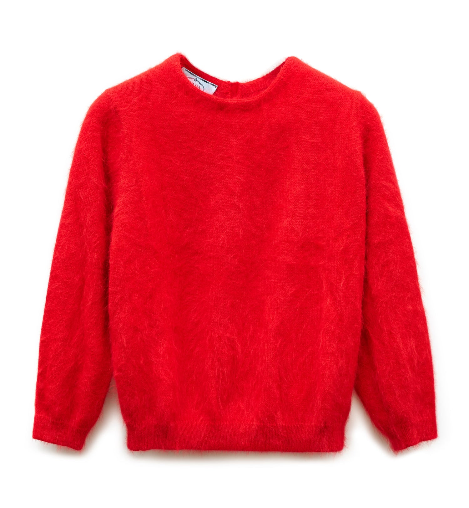 Red Prada angora blend knit sweater, cozy tops with a textured knit pattern, displayed on a neutral background.