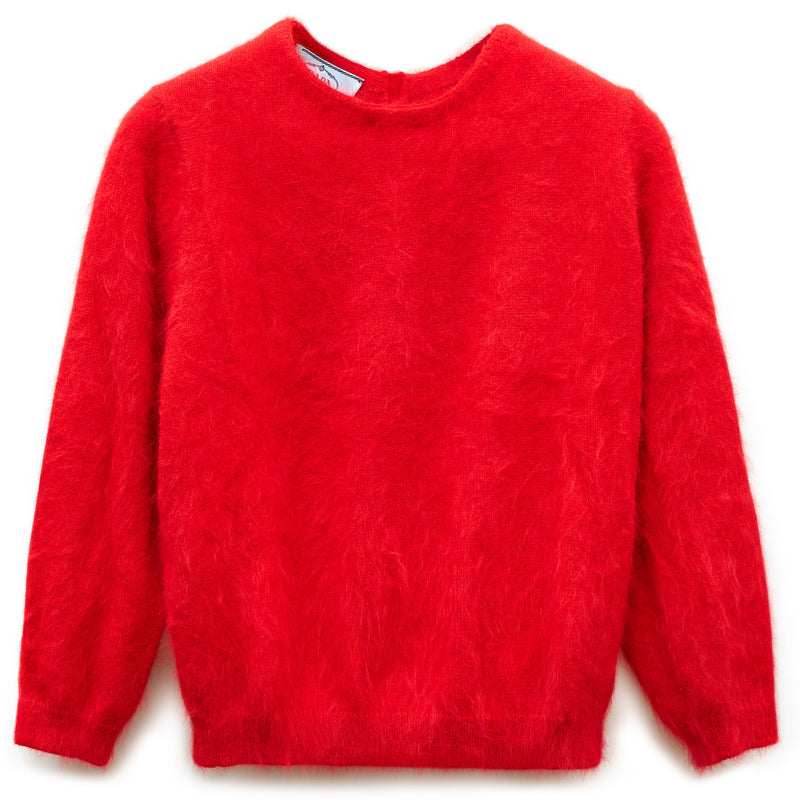 Red Angora Blend Knit Sweater