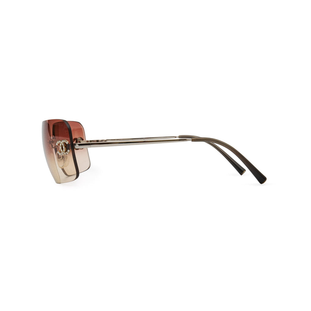 Chanel Rimless Rhinestone Sunglasses