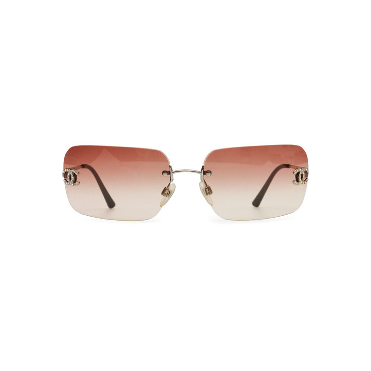 Chanel Rimless Rhinestone Sunglasses