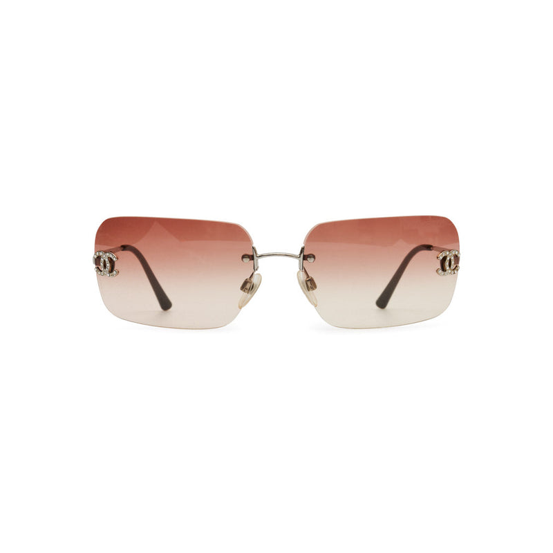 Chanel Rimless Rhinestone Sunglasses