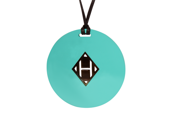 Turquoise Buffalo Horn H Pendant