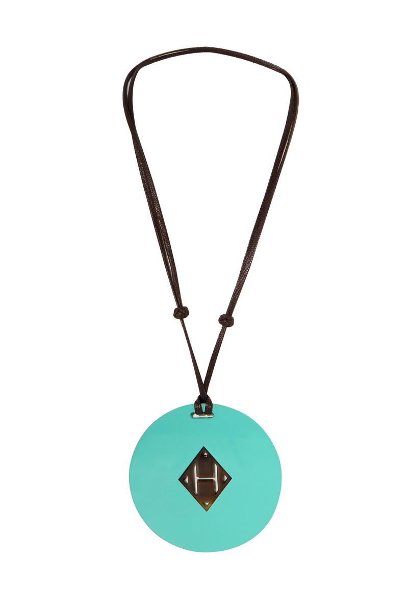 Turquoise Buffalo Horn H Pendant