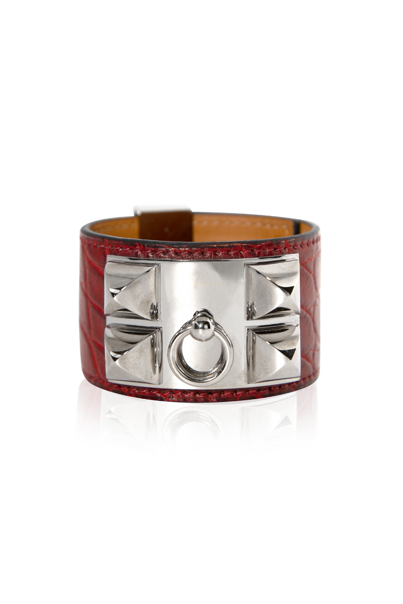Collier de Chien Bracelet Burgundy Leather PHW