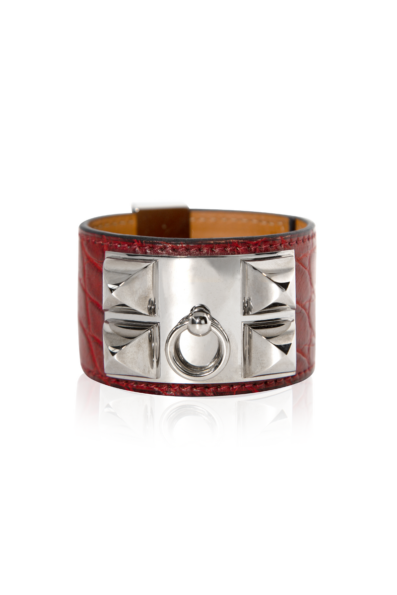 Collier de Chien Bracelet Burgundy Exotic Leather PHW