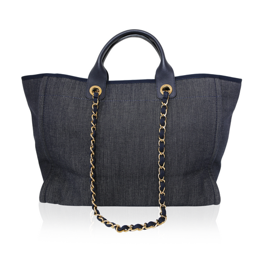 MM Navy Gold Hardware Deauville Tote