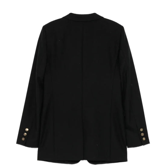 Saint Laurent wool blazer featuring classic tailored fit and lapel collar, shown on a neutral background.
