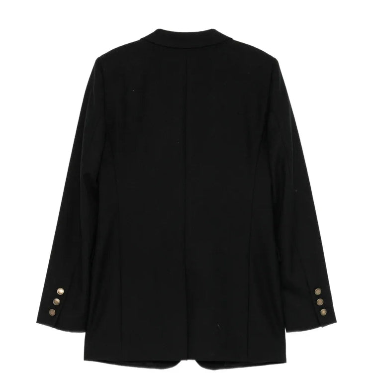 Saint Laurent wool blazer featuring classic tailored fit and lapel collar, shown on a neutral background.