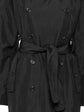 Pre-owned black Saint Laurent trench coat with classic double-breasted design and belt, displayed on a mannequin.