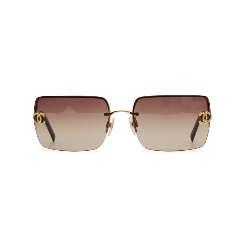 Rimless Rhinestone Sunglasses