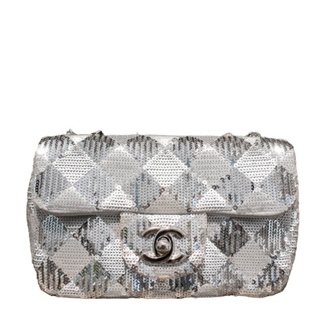 Silver Sequin Mini Flap