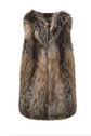 The Row hooded fur gilet, stylish coat with a fur-lined hood and sleeveless design, displayed on a model.