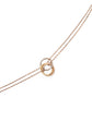 Cartier 18K tricolor yellow, white, and rose gold Trinity mini pendant necklace suspended on a double chain with a lobster clasp.