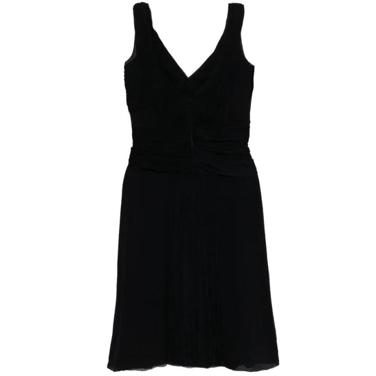 Elegant Prada V-Neck Dress with flowing fabric and stylish design, perfect for formal occasions.