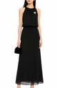 Elegant Valentino black silk gown dress with flowing chiffon fabric, showcased in a portrait image.