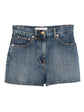 Valentino denim shorts with distressed details and rolled cuffs, stylish casual shorts for summer wear.