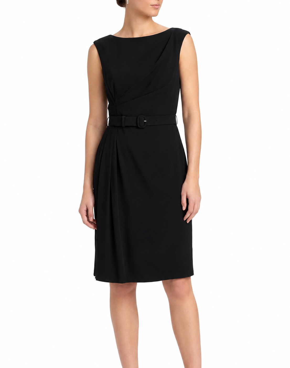 Valentino draped belted dress featuring elegant fabric and a stylish waist belt, perfect for sophisticated occasions.