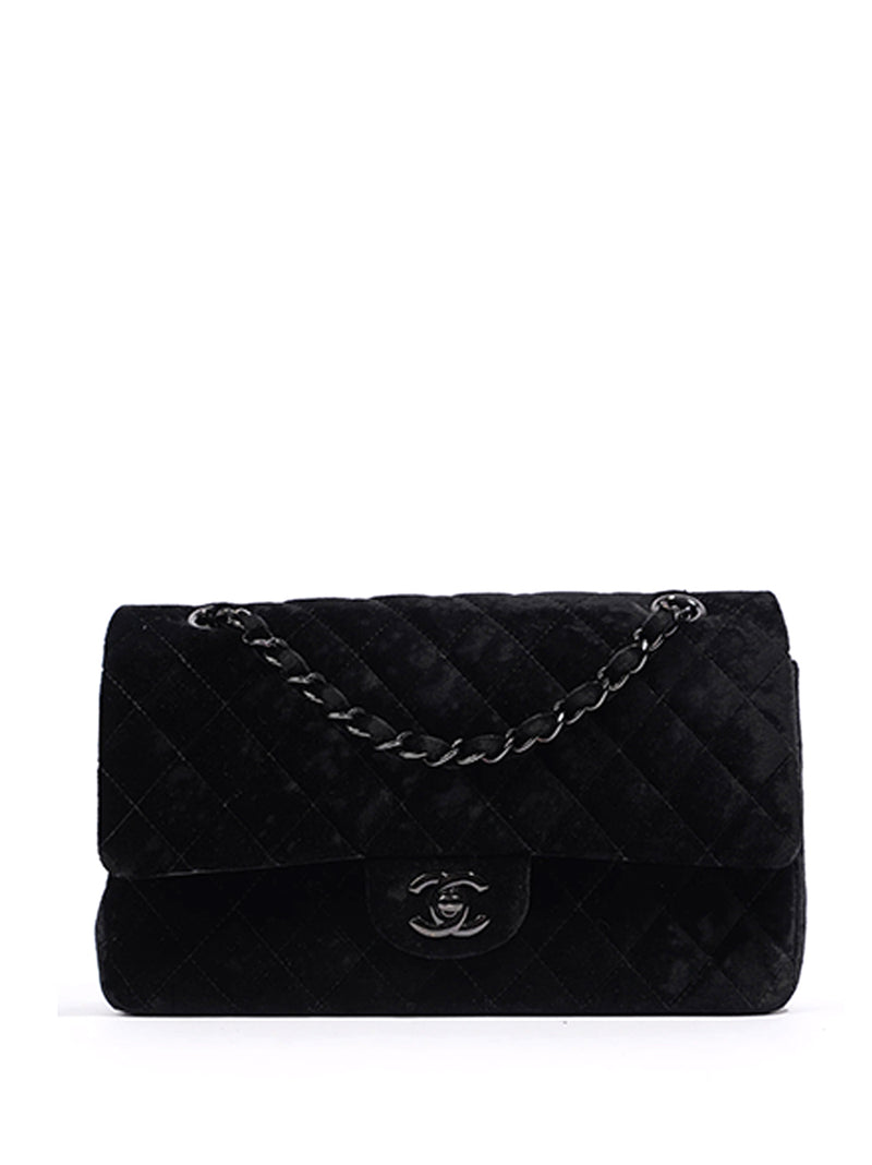 Medium Double Flap Black Velvet