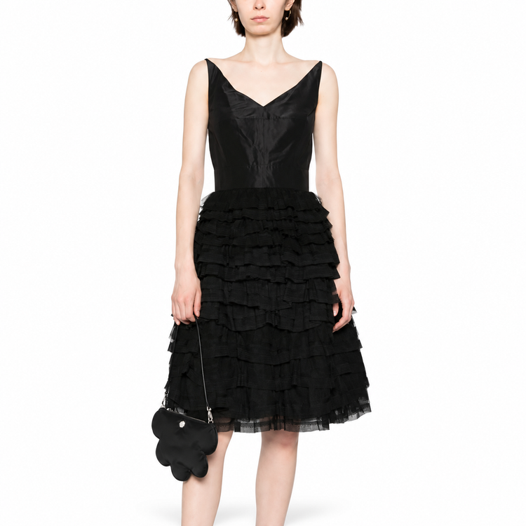 Vintage Marc Jacobs tiered tulle dress featuring layered fabric and delicate design, perfect for elegant occasions.