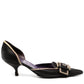 Prada vintage kitten heel shoes with belt detailing, elegant footwear with a classic design and stylish accents.