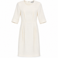 Ivory tailored wool midi dress by Saint Laurent, featuring a sophisticated fit and elegant design, perfect for formal occasions.