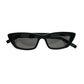 Black cat-eye sunglasses by Saint Laurent with dark tinted lenses and sleek black frames.