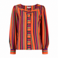 Yves Saint Laurent Rive Gauche striped silk blouse, elegant top with classic pattern, shown styled with fashionable outfit.