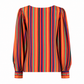 Yves Saint Laurent Rive Gauche striped silk blouse, elegant top with classic pattern, shown styled with fashionable outfit.