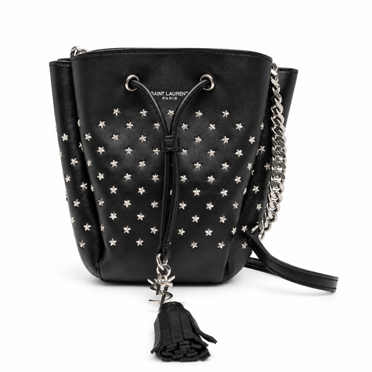 Yves Saint Laurent Small Emmanuelle Bucket Bag in leather, featuring shoulder strap and stylish design.