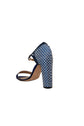 Manolo Blahnik Blue and White Zigzag Block Heel