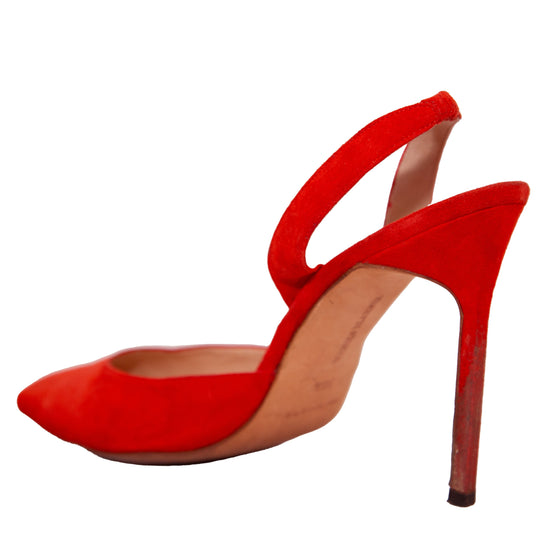 Manolo Blahnik Red Orange Slingback