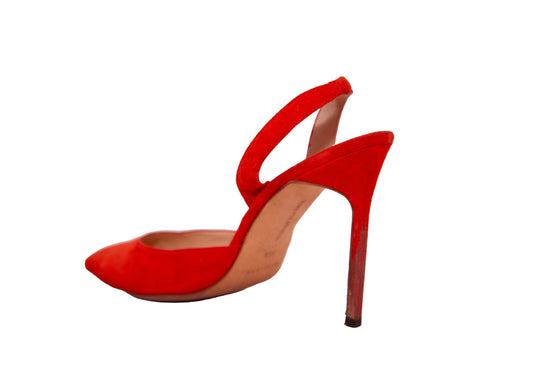 Manolo Blahnik Red Orange Slingback