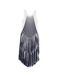 Blue & White Pleated Striped Dress