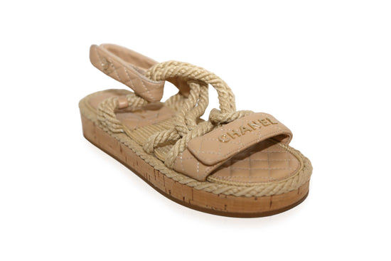 Cord Lambskin Quilted CC Sandals