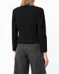 Chanel black cropped zip-up jacket with long sleeves, round neckline, central zip fastening and fitted panelled silhouette.