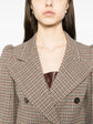 Houndstooth Print Double-Breasted Blazer