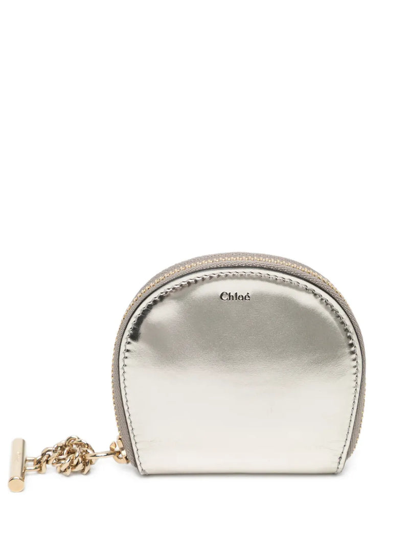 Silver Metallic Coin Purse w/ Mirror
