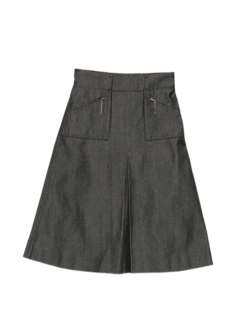 A-Line Denim Midi Skirt