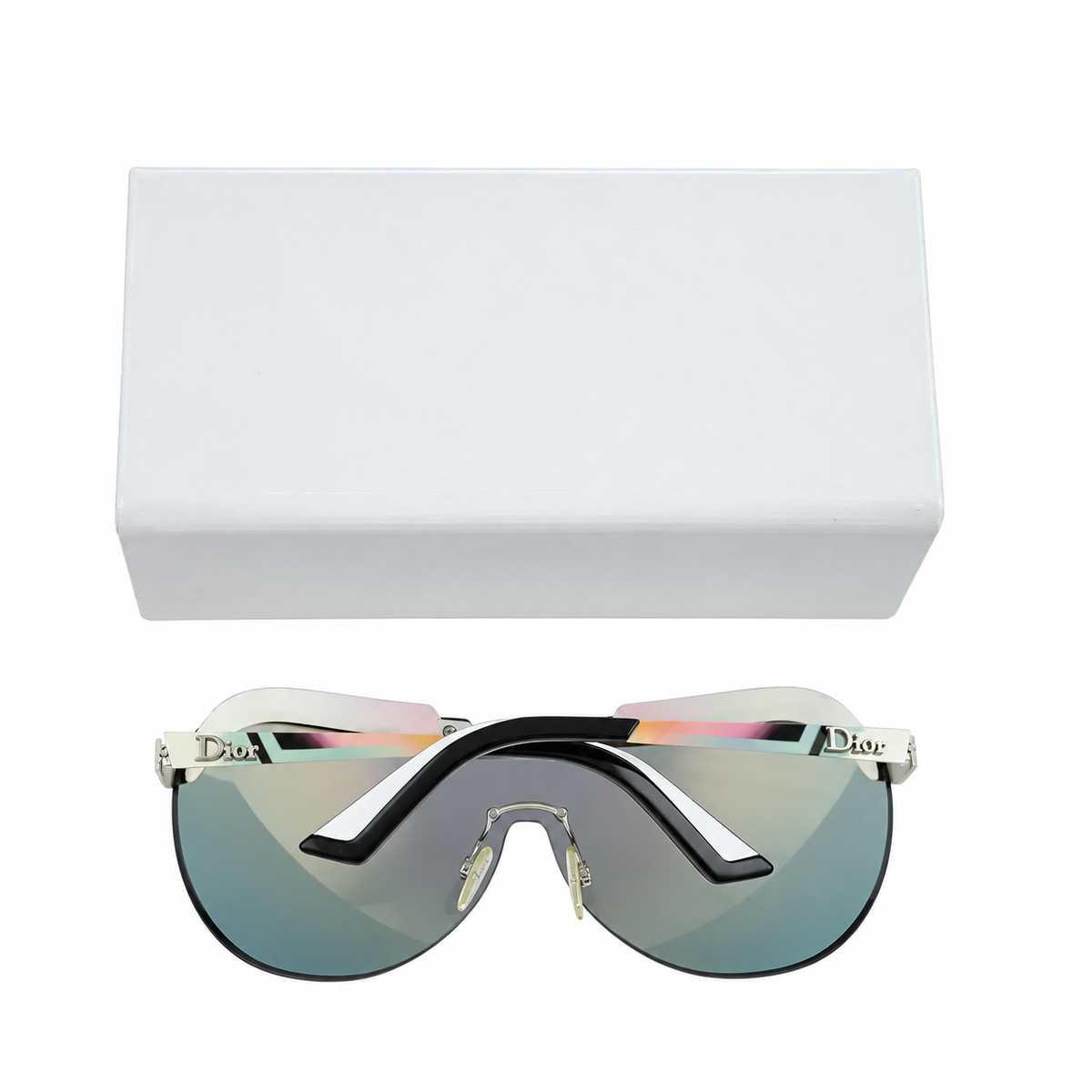 Dior Solar Shield sunglasses with black frames and tinted lenses, stylish and protective for sun outdoor wear.