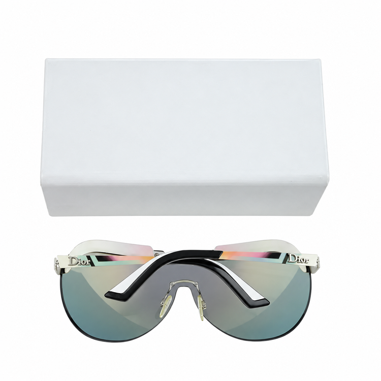 Dior Solar Shield sunglasses with black frames and tinted lenses, stylish and protective for sun outdoor wear.