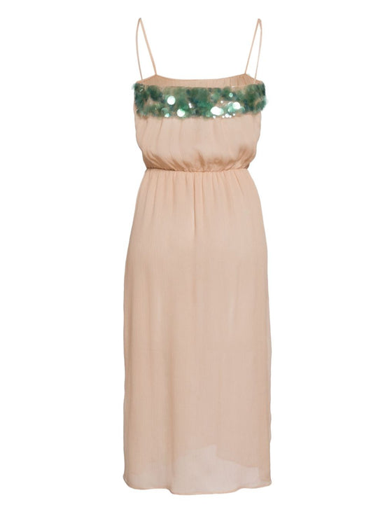 Sequin-Embellished Silk Midi Dress